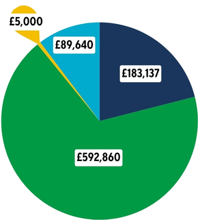 Pie chart showing financial distribution